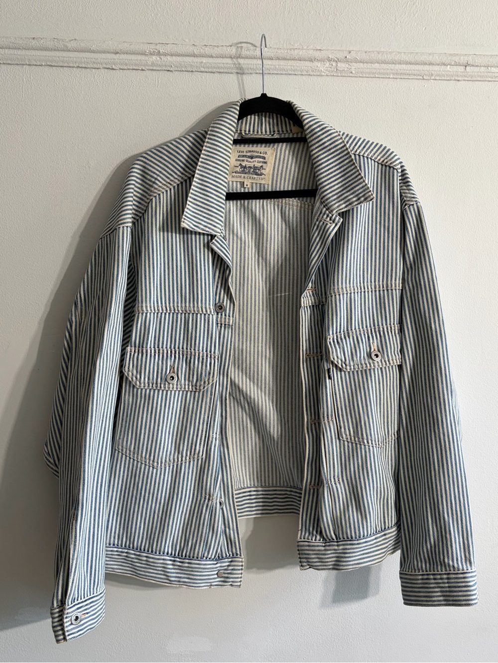 Levi's Blue and White Hickory Railroad Striped Men's Shirt Jacket